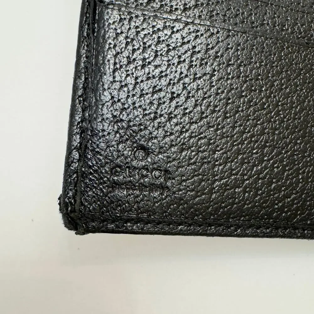 Gucci Double Sided Canvas GG Logo Leather Trim Bifold Wallet Black - Picture 11 of 15